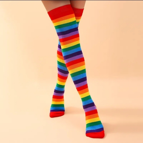 rainbow Thigh-high socks, hosiery accessory - Picture 3 of 4